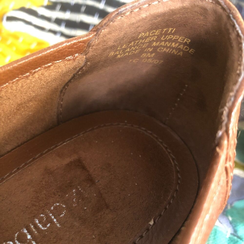 Liz Claiborne brown leather ballet shoes bows, silver trim Size 8M - Picture 3 of 16